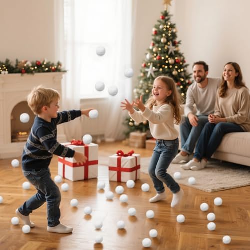 Soft Indoor Fake Snowballs for Snowball Fight Games (40 Pack, 2-Inch)