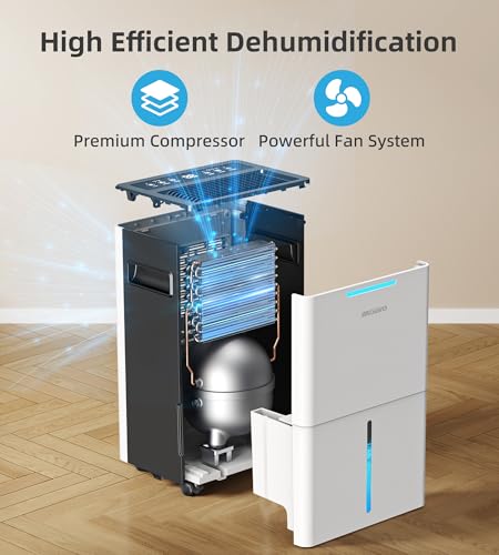 21 Pint Dehumidifier for Basement and Home with Drain Hose