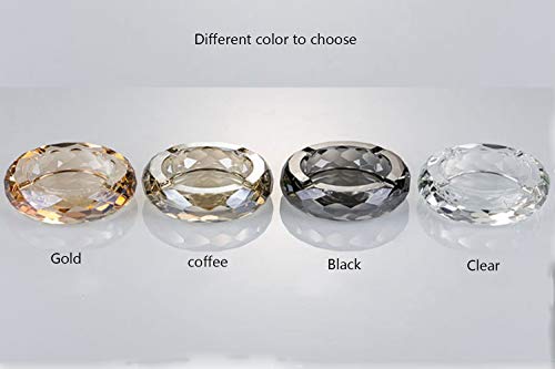 Round Crystal Glass Ashtray with 4 Slots for Cigars and Cigarettes