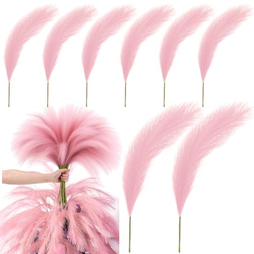 Daifunli Pink Pampas Grass 100 Pcs - 21.7" Boho Christmas Tree Picks
