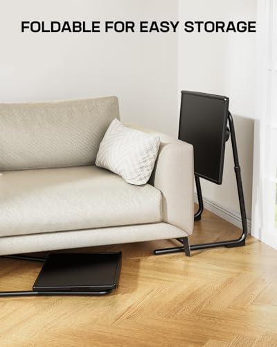 Adjustable Folding TV Tray Table with Cup Holder for Eating and Working