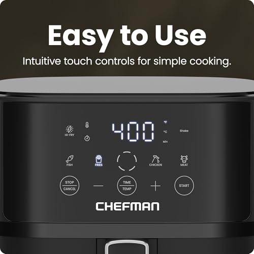 6 QT Compact Digital Air Fryer with Touchscreen & Nonstick Basket - Black