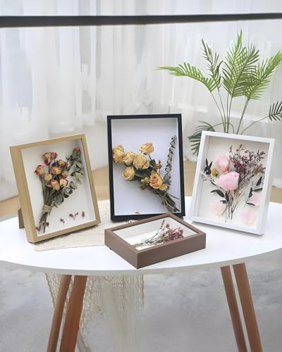 8x8 Inch Shadow Box Display Frame with Top Slot for Memorabilia and Photos