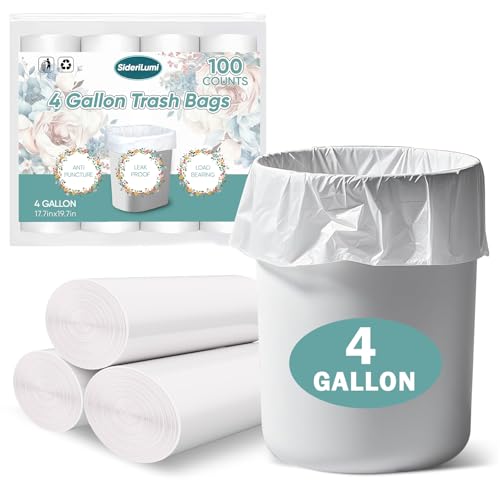 4 Gallon Small Trash Bags - 100 Count Unscented Leak-Proof Garbage Bags