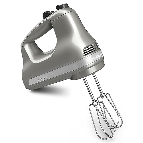 5-Speed Electric Hand Mixer with Stainless Steel Beaters, Contour Silver