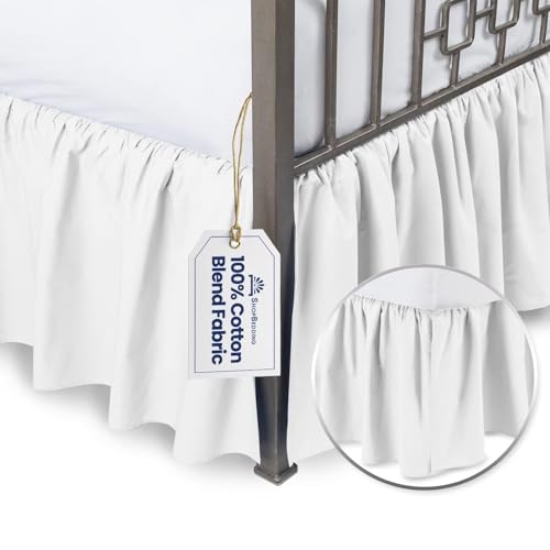 White Queen Bed Skirt with Split Corners - 14 Inch Drop Dust Ruffle