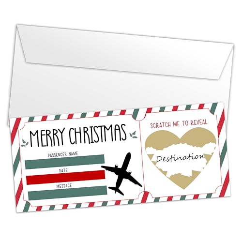 HMJKL Christmas Boarding Pass Tickets with Envelope - Surprise Scratch Reveal Gift Set - Variation 1