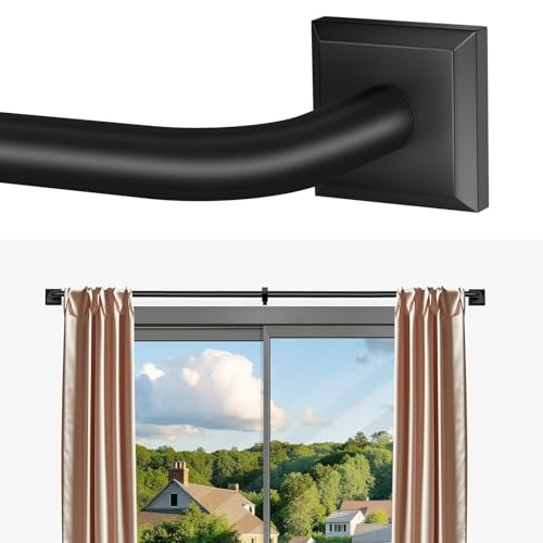 Black Wrap Around Blackout Curtain Rod - Heavy Duty 48-90 Inch Drapery Rod