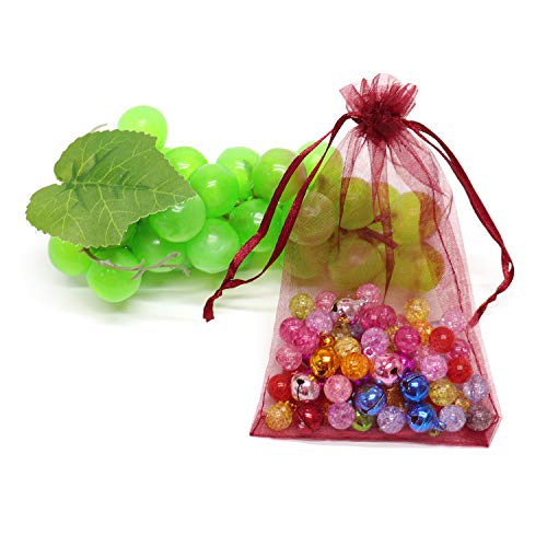 Bezall 100Pcs Large 8x12 Inch Wine Red Organza Bags – Drawstring Gift Pouches for Wedding, Christmas & Party Favors
