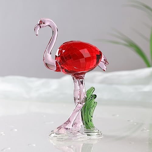 DOJOZ Crystal Flamingo Figurine – Realistic K9 Crystal Tabletop Ornament