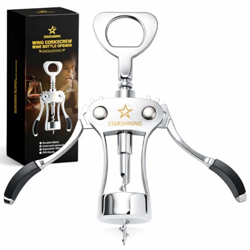 Premium Wing Corkscrew Wine Opener - Easy to Remove Corks, Silver Finish