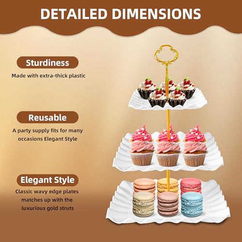 White 10-Piece Dessert Display Set with Cupcake Stands & Trays for Cakes, Pastries, Snacks