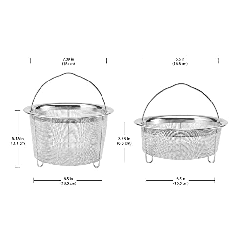Stainless Steel Mesh Steamer Basket Set with Easy-Lift Handle