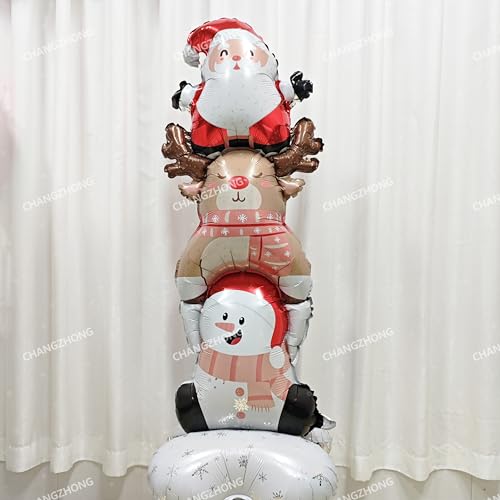 CHANGZHONG 59-Inch Standing Santa Claus, Elk & Snowman Balloon - Christmas All-in-One (Variation: Christmas Crowds)
