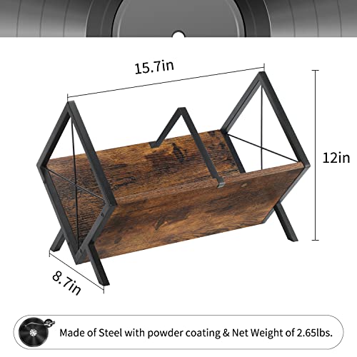 Vinyl Record Storage Rack - Retro Metal & Wood LP Display Organizer