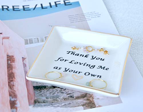 Mother in Law Stepmom Gift Ceramic Ring Dish with Heartfelt Message, Jewelry Organizer