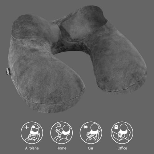 Inflatable Travel Pillow - Soft Velvet Neck Support for Adults