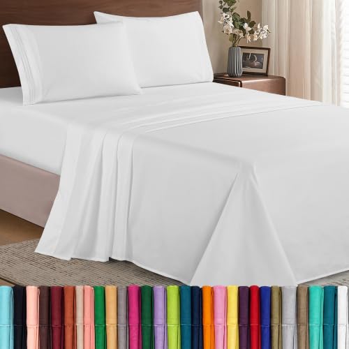 Elegant Comfort 4-Piece King Sheet Set - Deep Pocket Microfiber Bedding, White