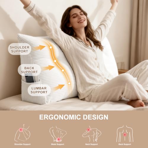 Queen Headboard Pillow Wedge for Reading & Back Support, 59x20x8