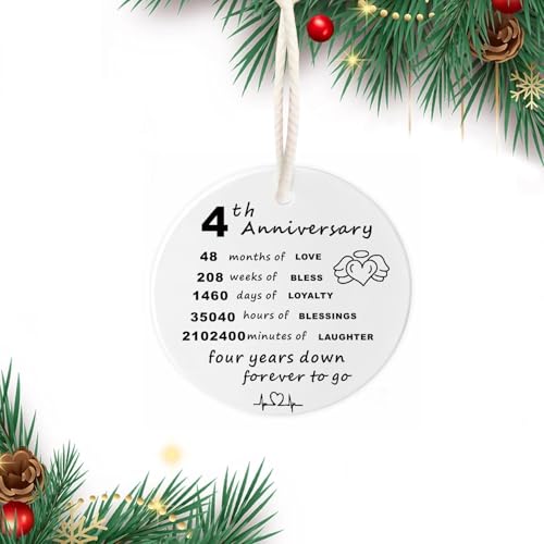 4th Wedding Anniversary Ornament for Him and Her - 4 Years of Marriage Gift - Variation of THIS listing