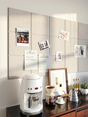 24 Pack Felt Pin Board Tiles, 12x12 Inch Self-Adhesive Bulletin Board Set