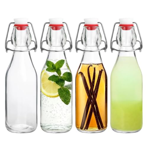 8.5oz Swing Top Glass Bottles, Airtight Flip Top Beverage Storage 4 Pack