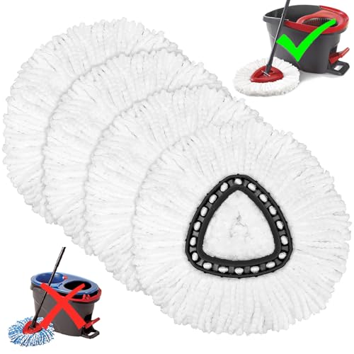 Microfiber Spin Mop Replacement Heads - 4 Pack Triangular Refills