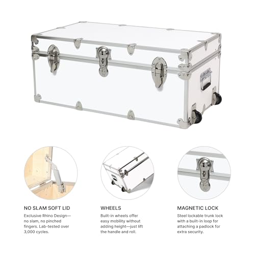 Small Rolling Storage Trunk with Wheels, 30-Inch Heavy-Duty Footlocker