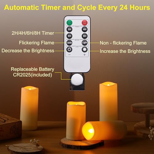 Kneeife Classic 24 Pack Flickering Flameless LED Candles Waterproof Remote Control, Warm White for Home & Holiday Decor