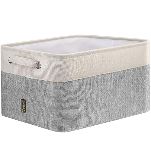 Fabric Closet Storage Bins Grey 12x8x8 Inch Linen Organizer Basket