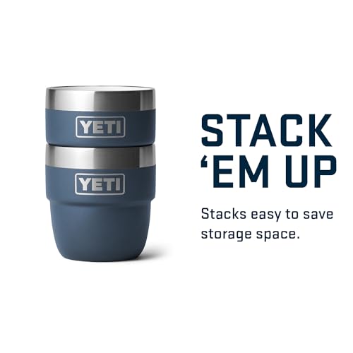 YETI Navy 4 oz Stackable Stainless Steel Espresso Cups - Vacuum Insulated, DuraSip Ceramic Lined, 2 Pack
