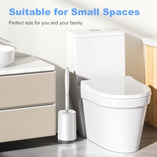 Toilet Bowl Brush and Holder Set - S-Shaped Curved Deep Rim Cleaner