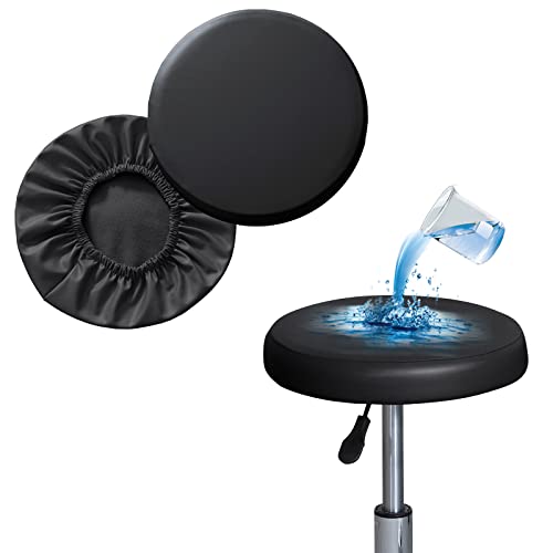 Round Bar Stool Covers - 2 Pack PU Waterproof Slipcovers