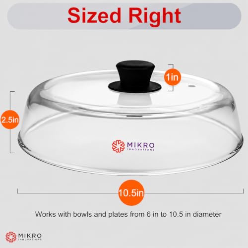10.5-Inch Borosilicate Glass Microwave Splatter Cover with Silicone Handle