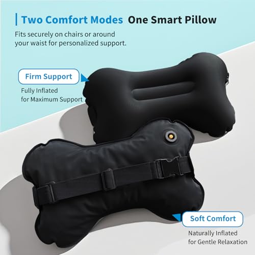 Inflatable Memory Foam Lumbar Pillow for Travel & Back Support
