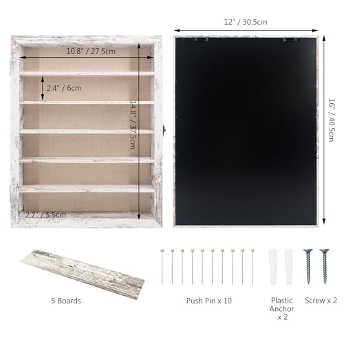 12x16 Wooden Shadow Box with Adjustable Shelves for Collectibles and Medals