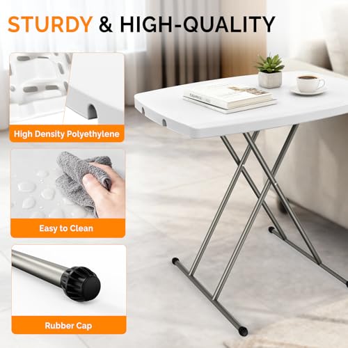 Adjustable Folding Table, 30-inch Portable Personal TV Tray and Laptop Desk