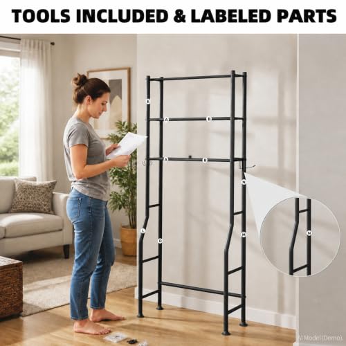 GloTika 3-Tier Over Toilet Storage Shelf - Freestanding Bathroom Organizer