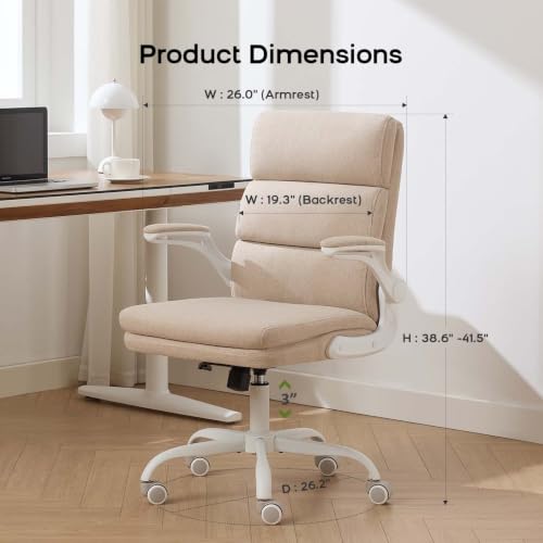 Ergonomic Small Office Chair with Flip-Up Arms and 3-Zone Back Support