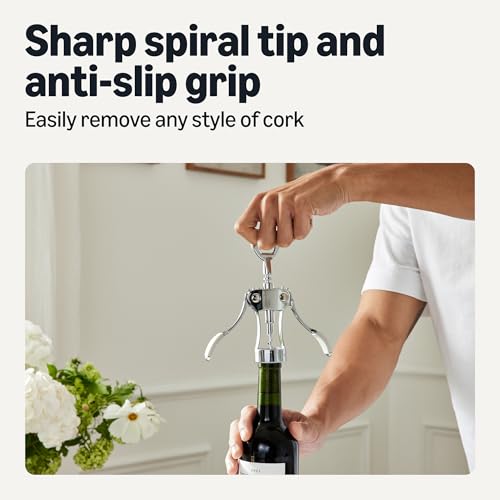 Amazon Basics 2-in-1 Corkscrew & Bottle Opener - Durable Zinc Alloy, Ergonomic Grip
