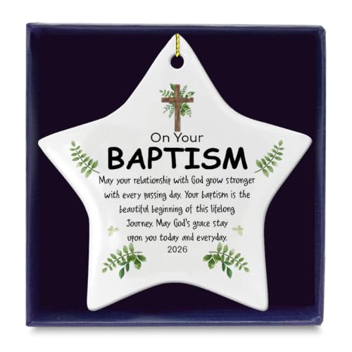 OOINISUU Star Ceramic Ornament for Baptism, Christmas & Holiday Gifts