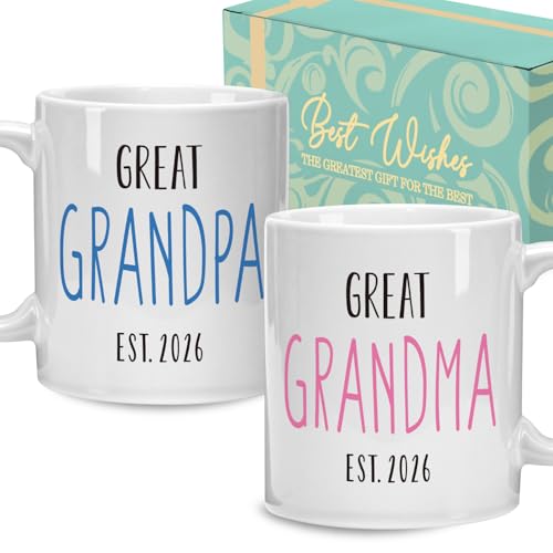 Great Grandparents EST 2026 Coffee Mug Set of 2 - Thank You Gift, 11oz