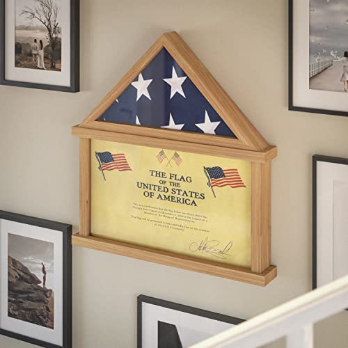 Rustic Wood Burial Flag Display Case with Certificate Holder