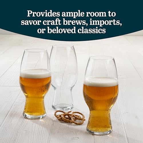 Libbey Entertaining Essentials Tall Craft Beer Glasses - Elegant Beer Glass Set of 6 - IPA Tulip Glasses for Imports, Indian Pale Ales, & Classics