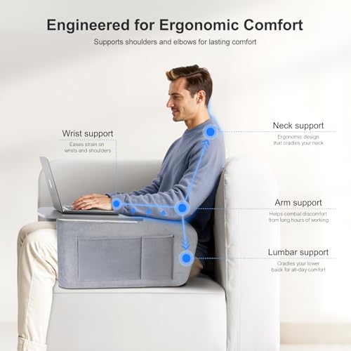 Ergonomic Wooden Lap Desk with Arm Rests - 23.7" Surface for Laptops