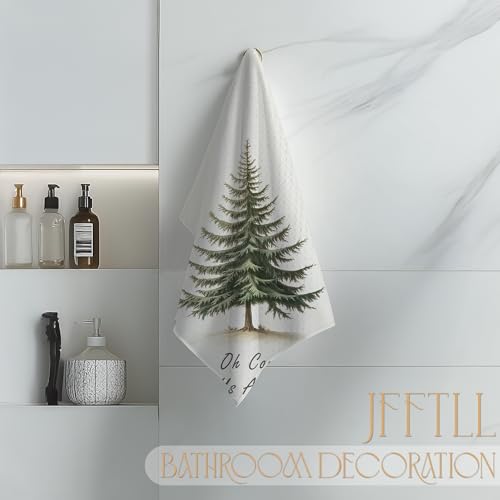 Oh Come Christian Christmas Tree Kitchen Towels - Holiday Pine Tree Dish Towels for Kitchen Decor, 16x24 Inch