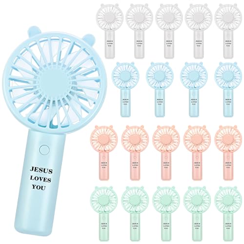 Jesus Loves You Mini Church Handheld Fan Bulk - 20 Portable Religious Fans