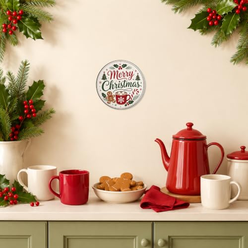 Merry Christmas Metal Sign 8x8in Holiday Seasonal Decor - Entryway Wall Art