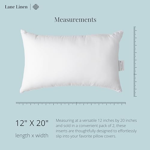 LANE LINEN 12x20 Throw Pillow Inserts Pack of 2 - Soft Lumbar Cushions