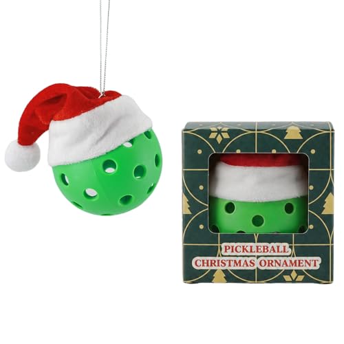 Pickleball Ornament with Santa Hat Christmas Decoration - Sporty Holiday Decor